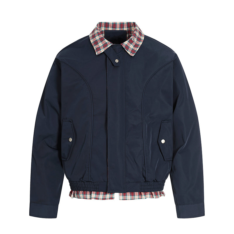 Men’s Plaid Button Bomber Jacket