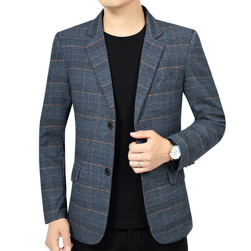 Men’s Checked Single-Button Blazer