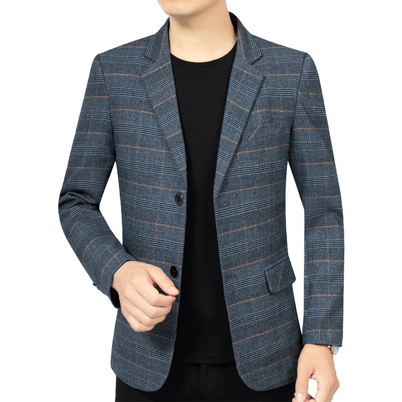 Men’s Checked Single-Button Blazer