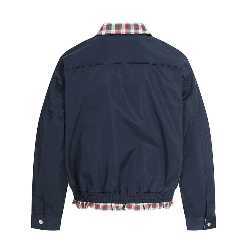 Men’s Plaid Button Bomber Jacket