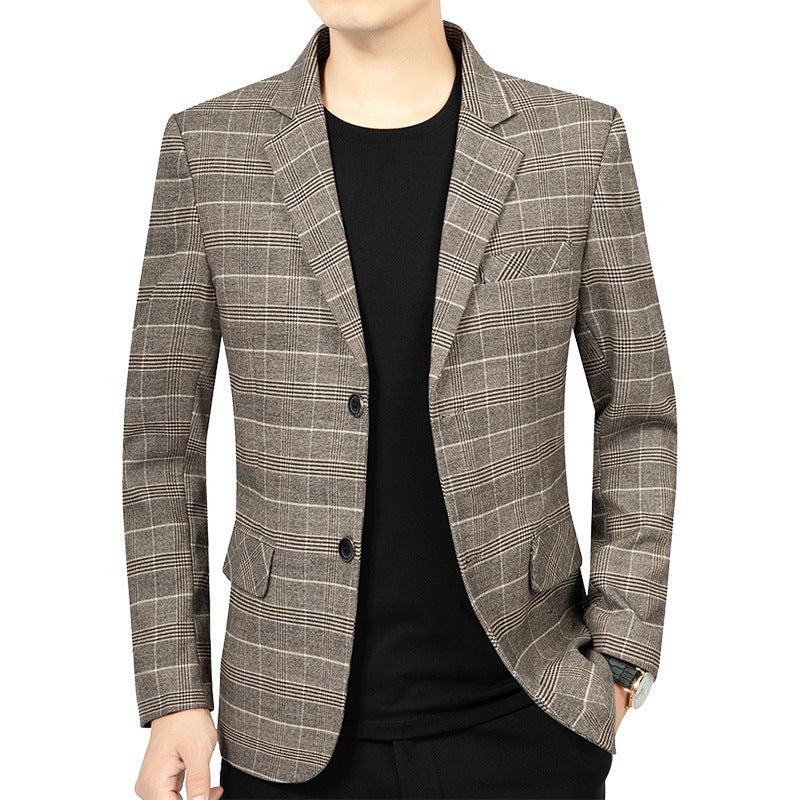 Men’s Checked Single-Button Blazer
